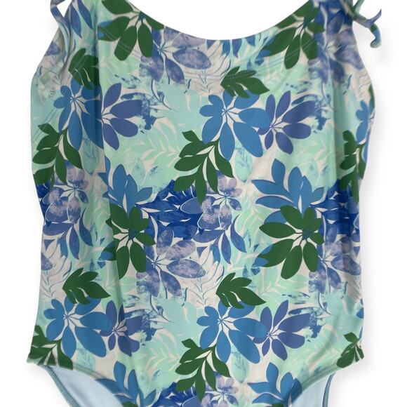 Xirena Orion Blue Sail Tropical Floral One Piece Shoulder Tie Swimsuit Medium - Picture 3 of 14